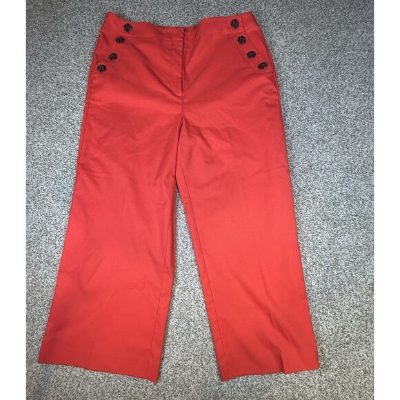 Ann Taylor Factory Women's Sailor Crop Pant Pink Pockets Office Career Size 12 - Picture 1 of 6